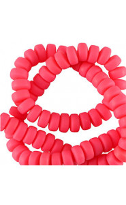 Polymer beads rondelle 7mm - Neon coral pink